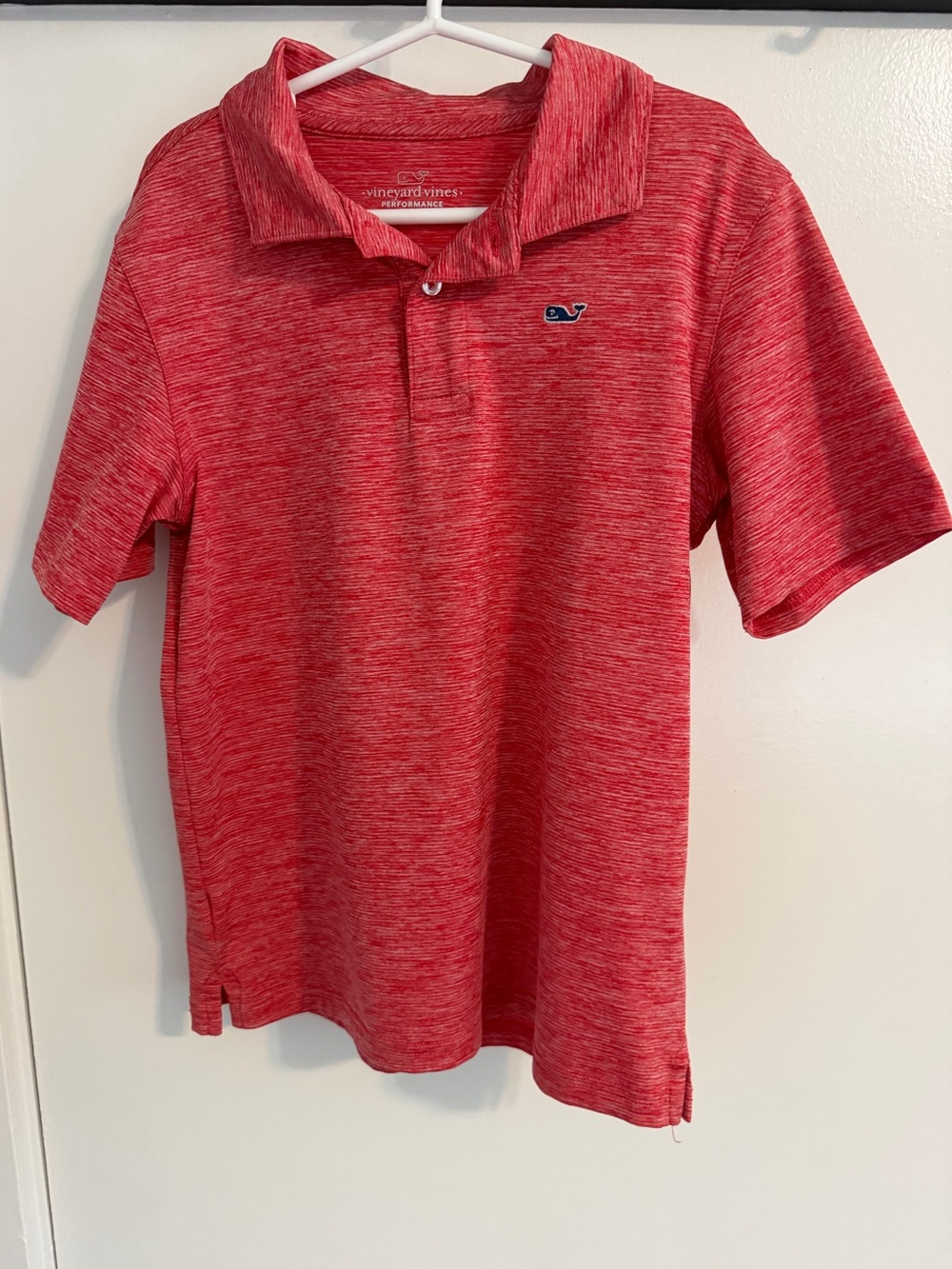 Vineyard Vines Kids Heathered Red Performance Polo